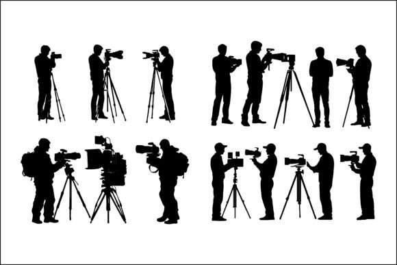 Dynamic Cameraman & Camera Gear Silhouette Vectors