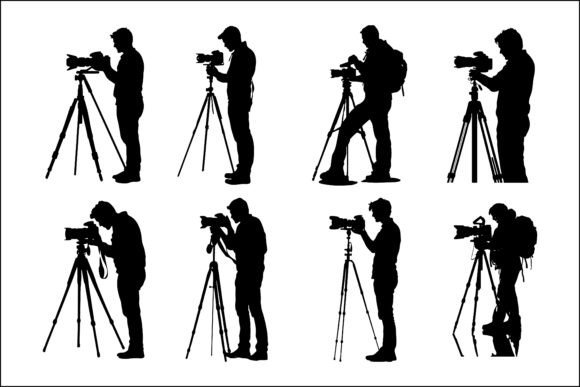 Dynamic Cameraman Silhouettes: A Vector Collection Perfect for Filmmakers and Photographers