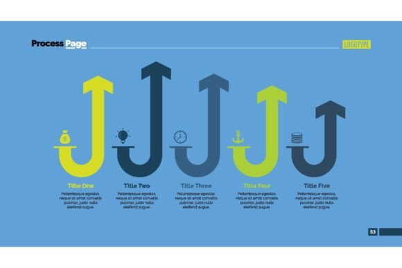 Five Rounded Arrows Process Chart Slide