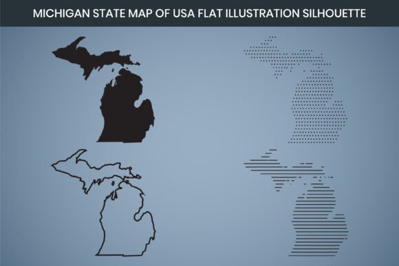 Michigan State Hand Drawn Outline Map US