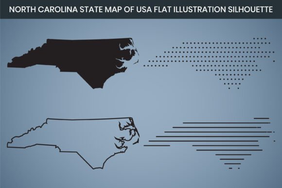 North Carolina State Hand Drawn Map USA